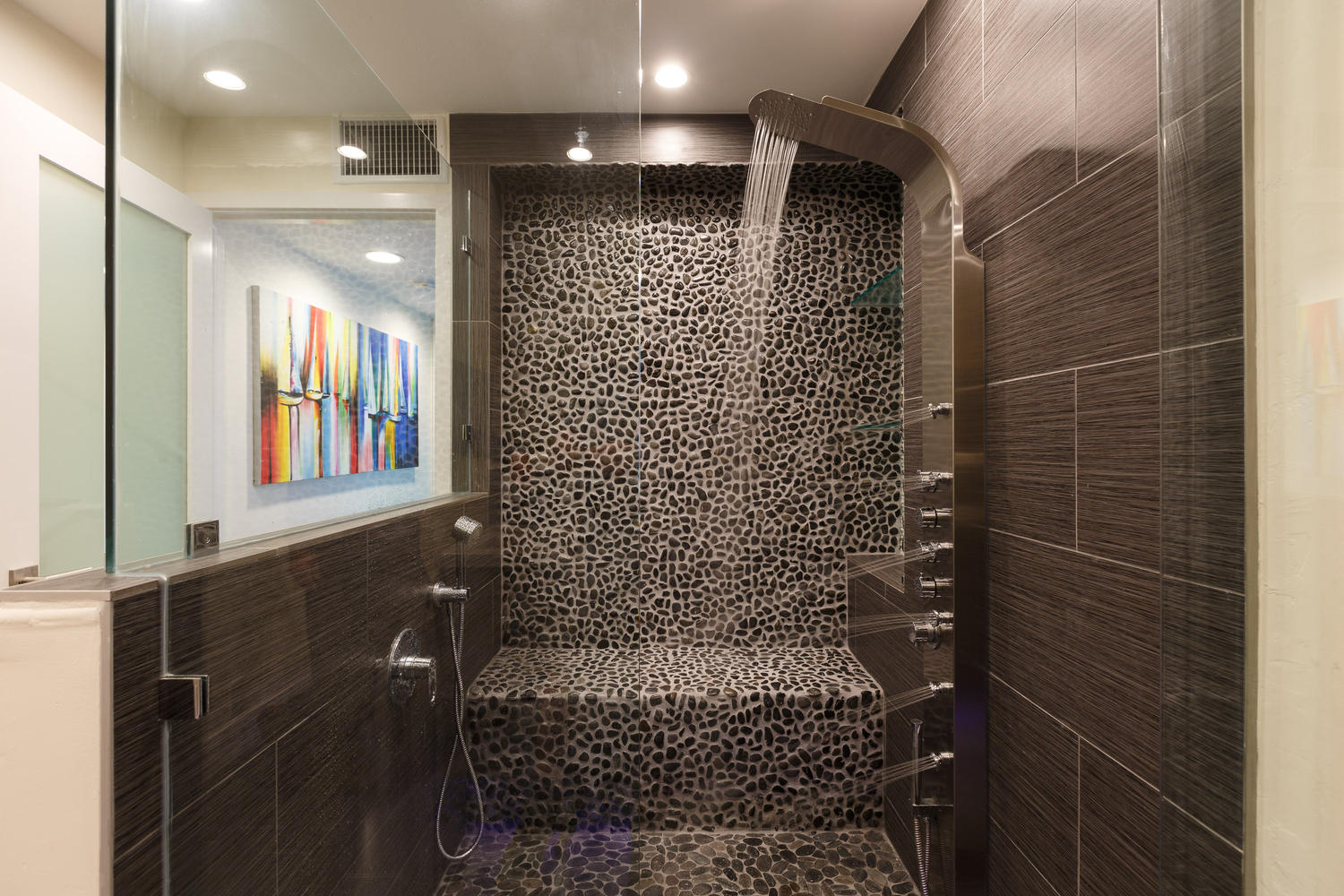 Penthouse Master Bathroom Oversized Walk-In Shower, San Diego Luxury Oceanfront Vacation Rental